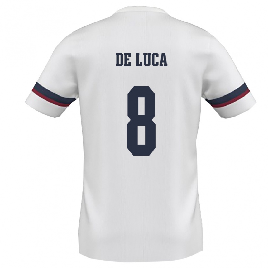 גברים כדורגל Sergio De Luca #8 לבן אדום הרחק ג'רזי 2025/26