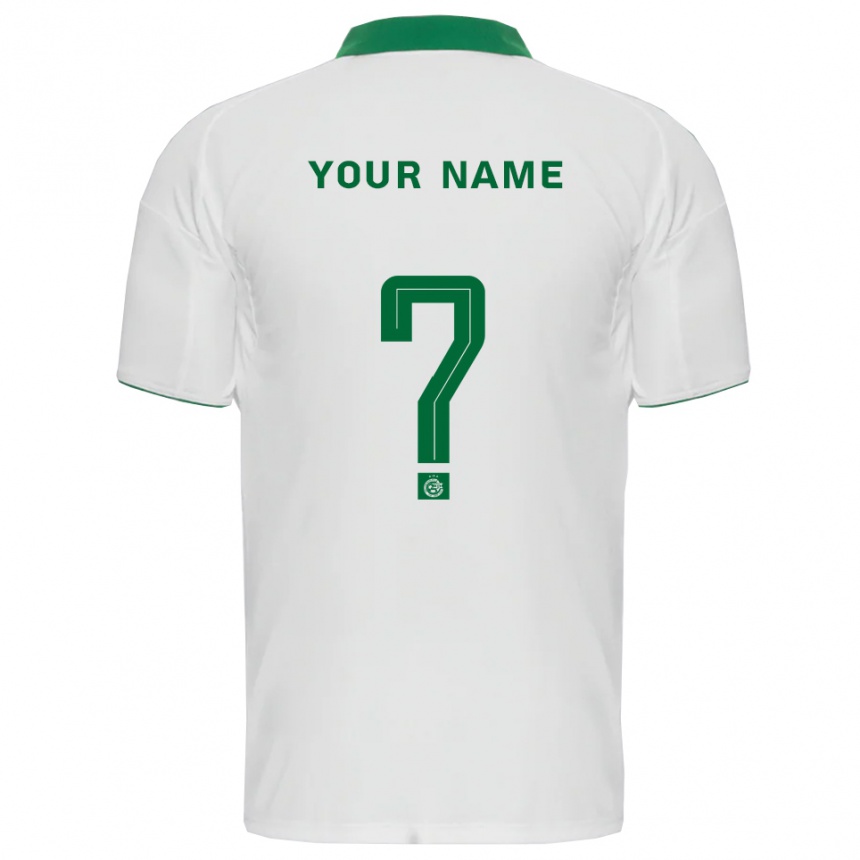 גברים כדורגל השם שלך #0 לבן ירוק הרחק ג'רזי 2025/26