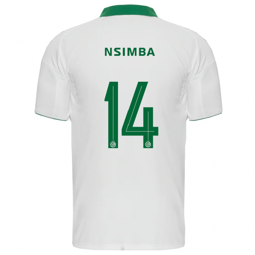 גברים כדורגל ויטאל נסימבה #14 לבן ירוק הרחק ג'רזי 2025/26