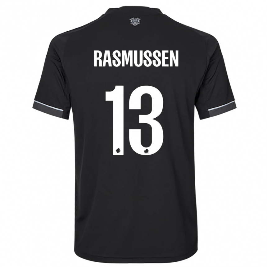 גברים כדורגל Sara Rasmussen #13 שחור לבן הרחק ג'רזי 2025/26