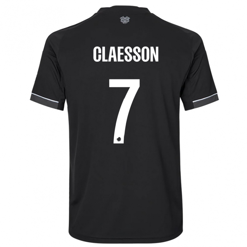 גברים כדורגל יקטור קלאסון #7 שחור לבן הרחק ג'רזי 2025/26