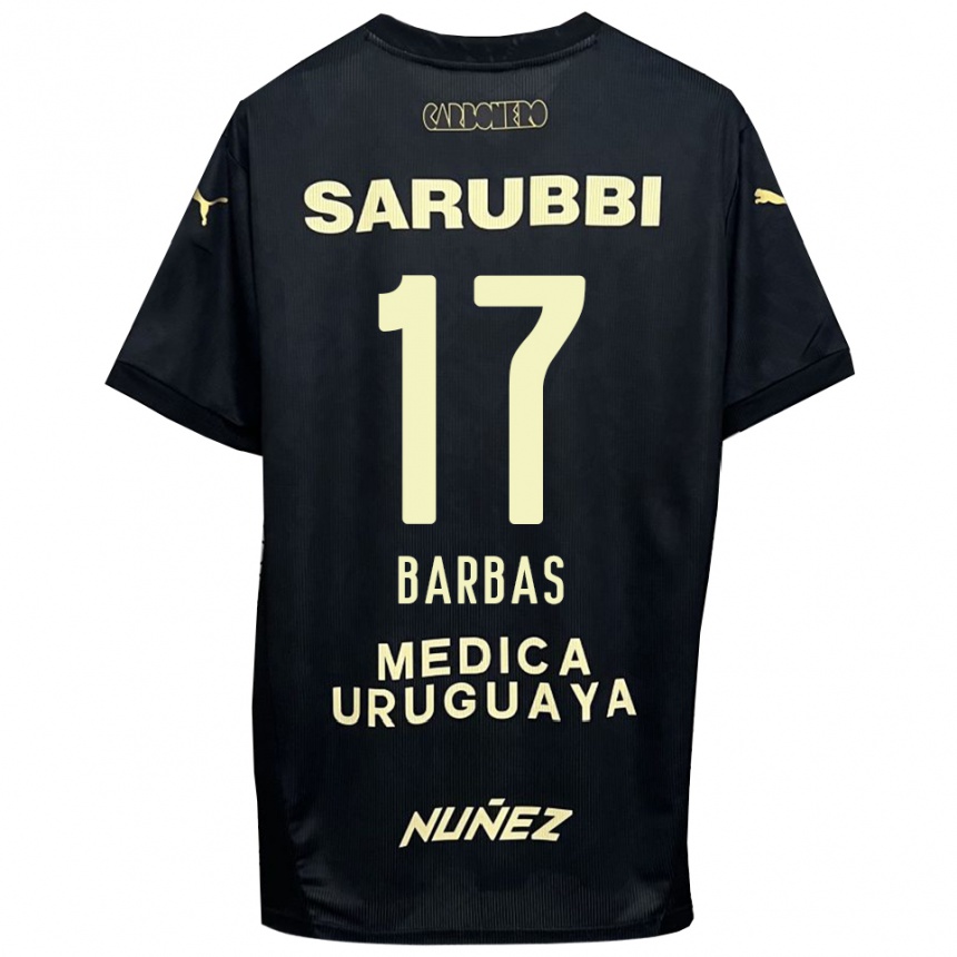 גברים כדורגל Germán Barbas #17 שחור זהב הרחק ג'רזי 2025/26