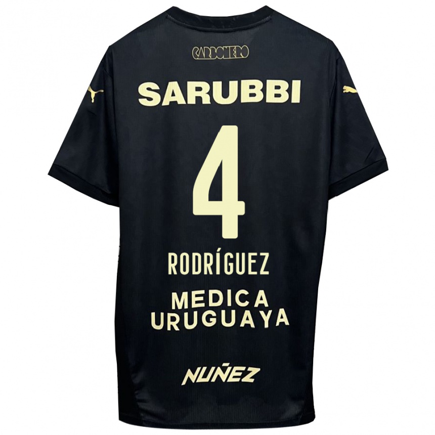 גברים כדורגל גוסמן רודריגס #4 שחור זהב הרחק ג'רזי 2025/26