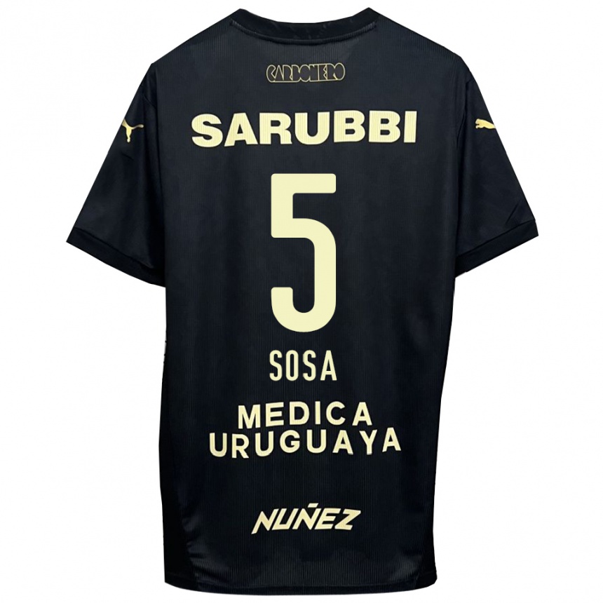 גברים כדורגל איגנסיו סוסה #5 שחור זהב הרחק ג'רזי 2025/26