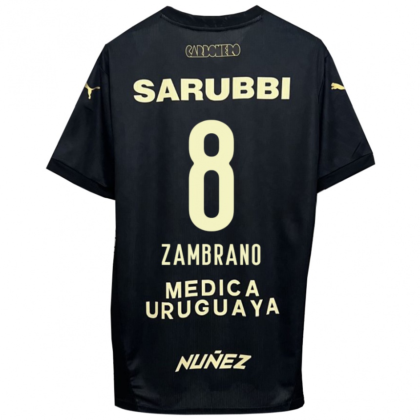 גברים כדורגל קרלוס סמבראנו #8 שחור זהב הרחק ג'רזי 2025/26