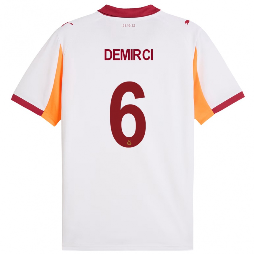 גברים כדורגל Ayşe Demirci #6 לבן אדום הרחק ג'רזי 2025/26