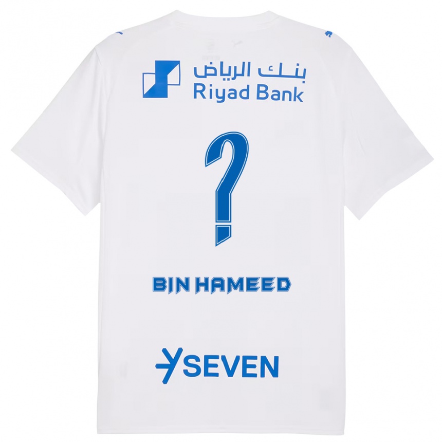 גברים כדורגל Ahmed Bin Hameed #0 לבן כחול הרחק ג'רזי 2025/26