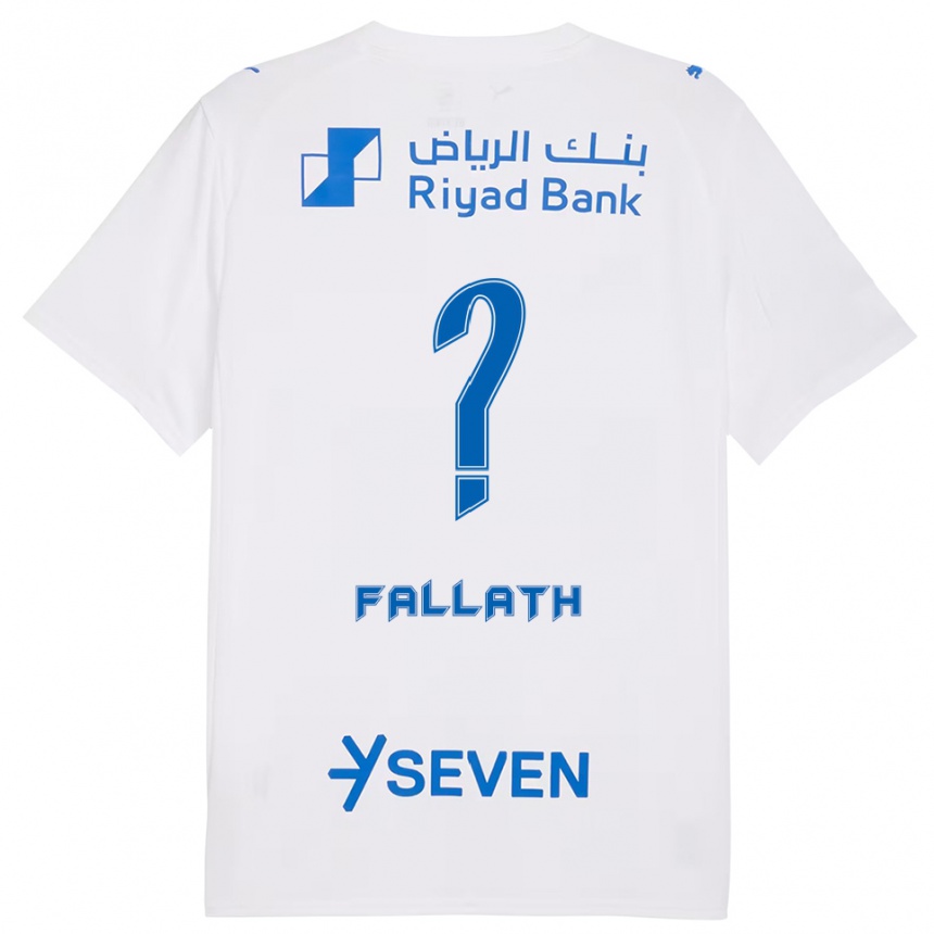 גברים כדורגל Fahad Fallath #0 לבן כחול הרחק ג'רזי 2025/26