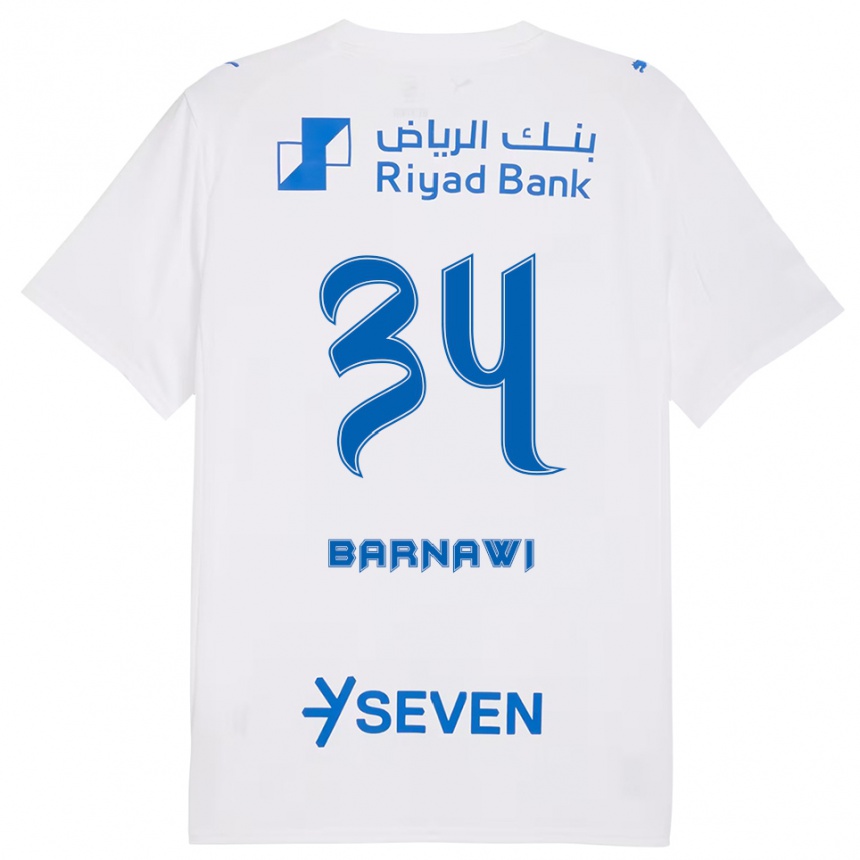 גברים כדורגל Saleh Barnawi #34 לבן כחול הרחק ג'רזי 2025/26
