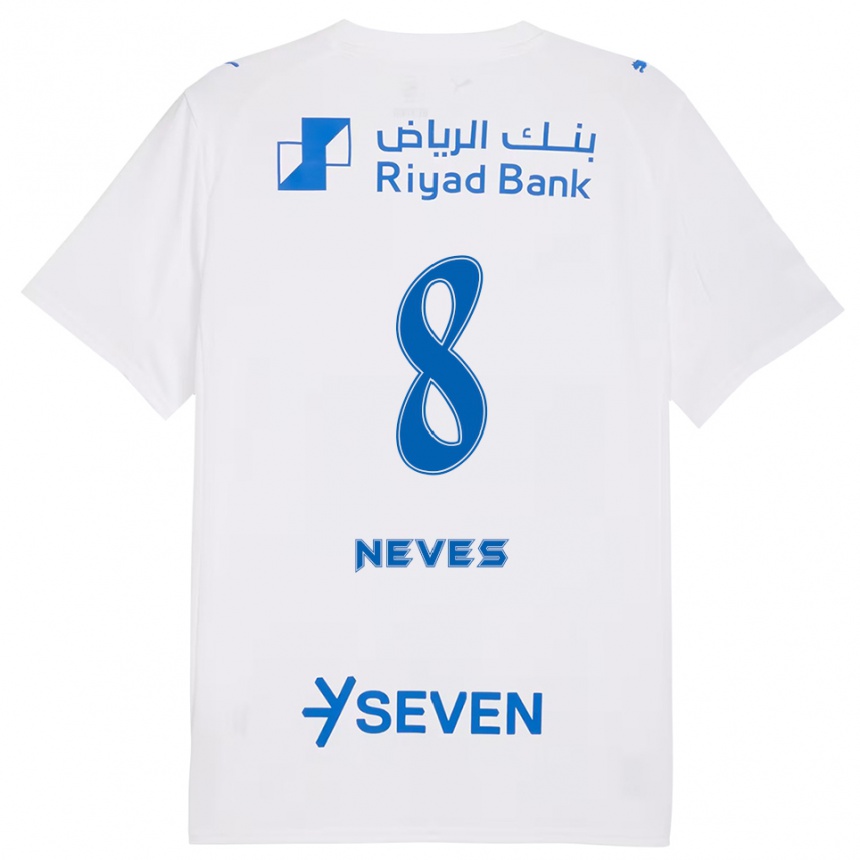 גברים כדורגל רובן נבס #8 לבן כחול הרחק ג'רזי 2025/26