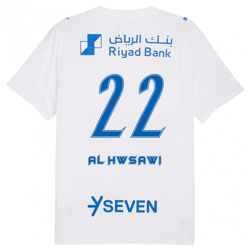 גברים כדורגל Shorouq Al-Hwsawi #22 לבן כחול הרחק ג'רזי 2025/26