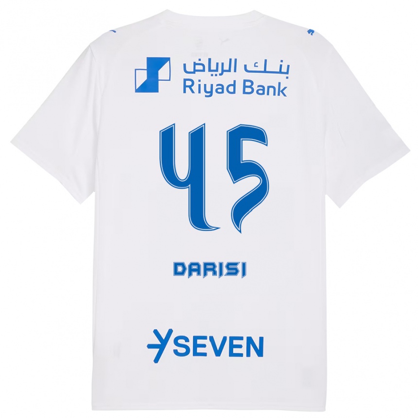 גברים כדורגל Abdulkarim Darisi #45 לבן כחול הרחק ג'רזי 2025/26
