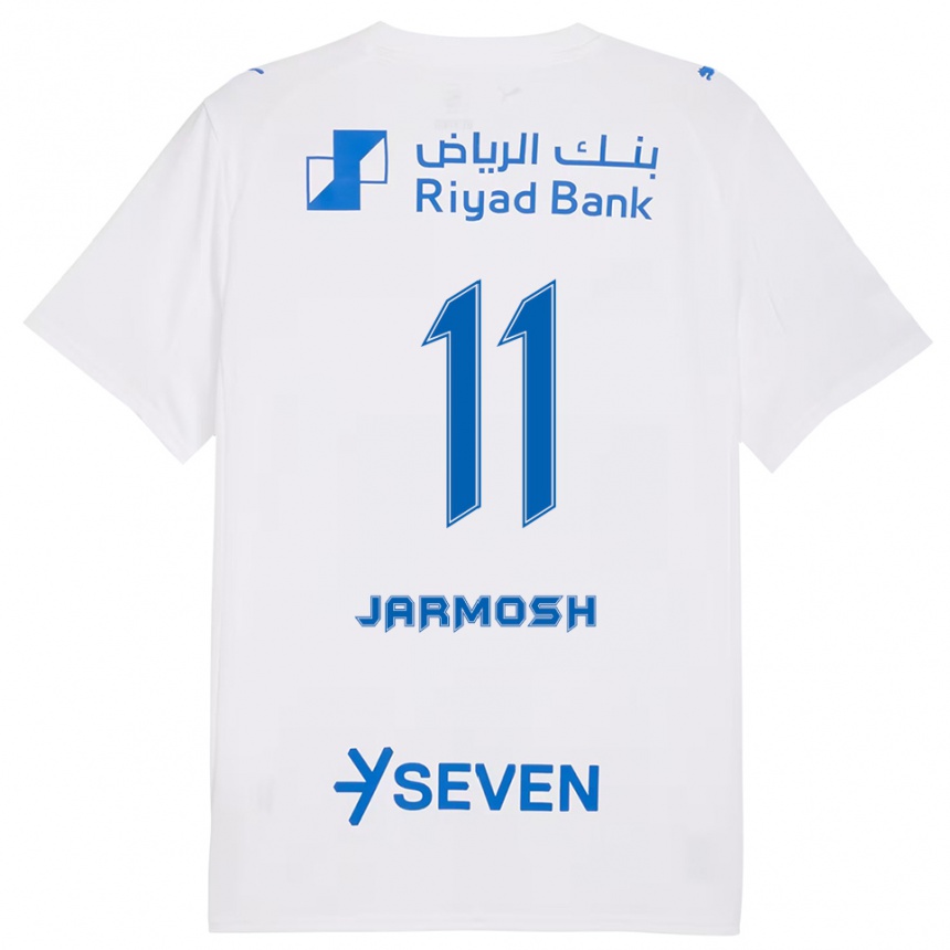 גברים כדורגל Abdulaziz Jarmosh #11 לבן כחול הרחק ג'רזי 2025/26