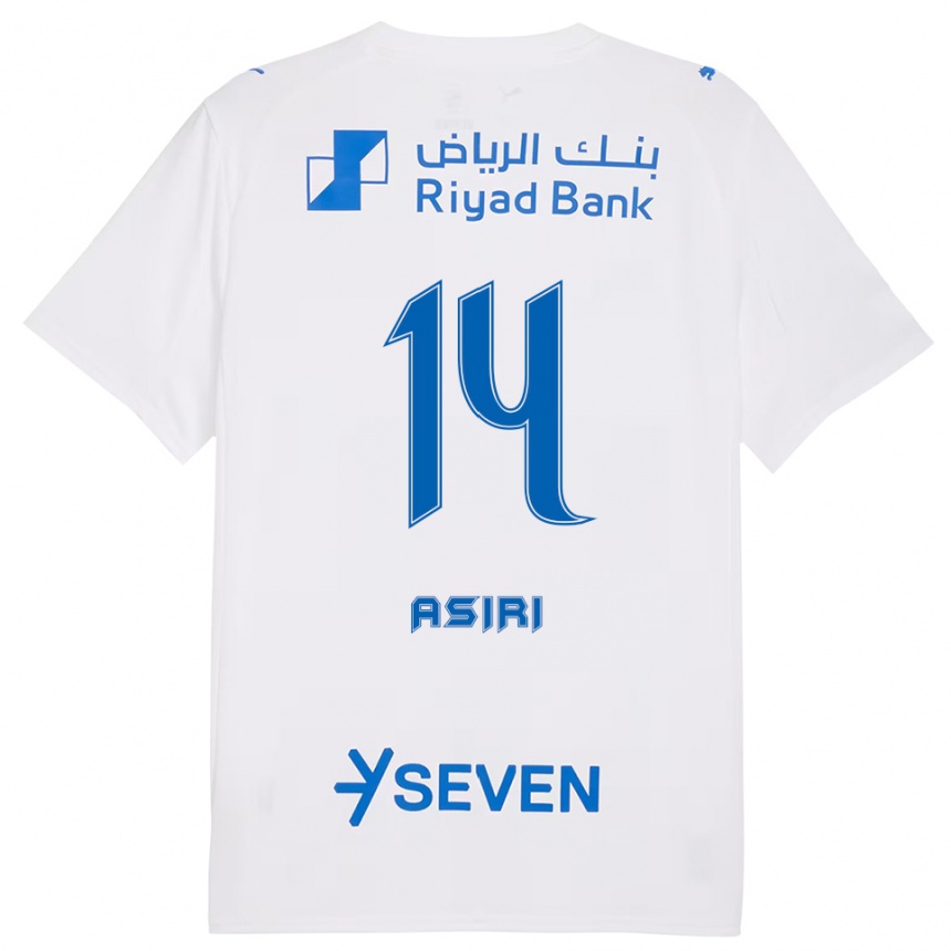 גברים כדורגל Abdulaziz Asiri #14 לבן כחול הרחק ג'רזי 2025/26