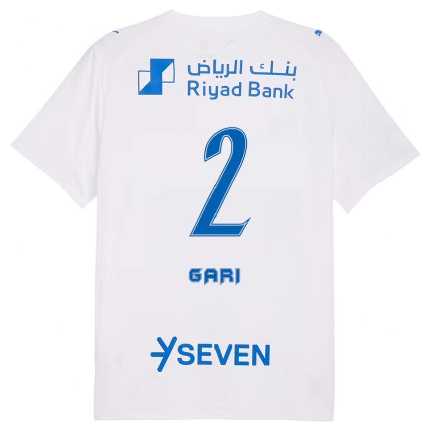 גברים כדורגל Fatimah Gari #2 לבן כחול הרחק ג'רזי 2025/26