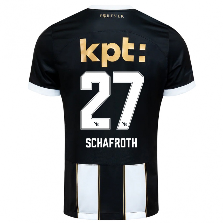 גברים כדורגל Reto Schafroth #27 שחור לבן הרחק ג'רזי 2025/26