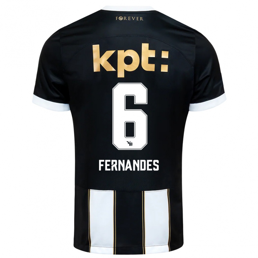 גברים כדורגל אדימילסון פרננדס #6 שחור לבן הרחק ג'רזי 2025/26