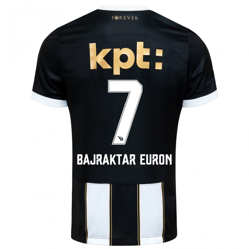 גברים כדורגל Euron Bajraktar #7 שחור לבן הרחק ג'רזי 2025/26