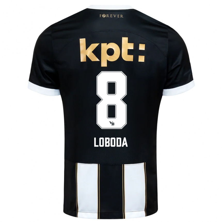 גברים כדורגל Vincent Loboda #8 שחור לבן הרחק ג'רזי 2025/26
