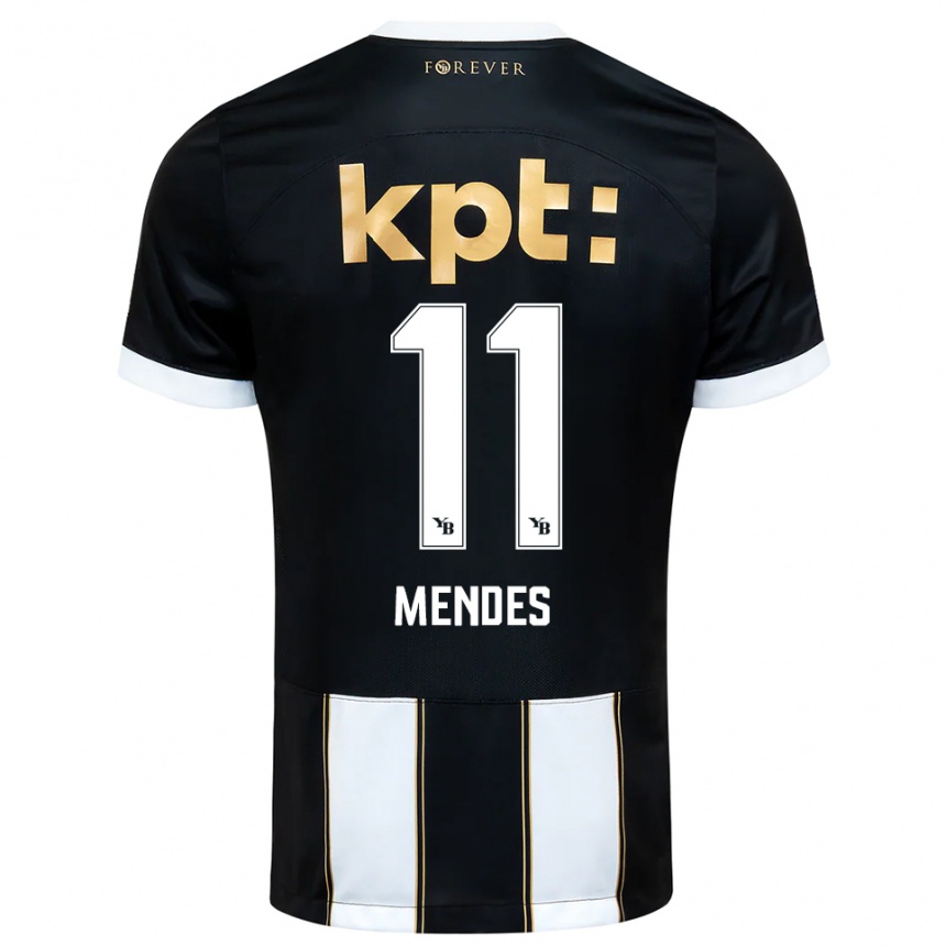 גברים כדורגל Daniel Mendes #11 שחור לבן הרחק ג'רזי 2025/26