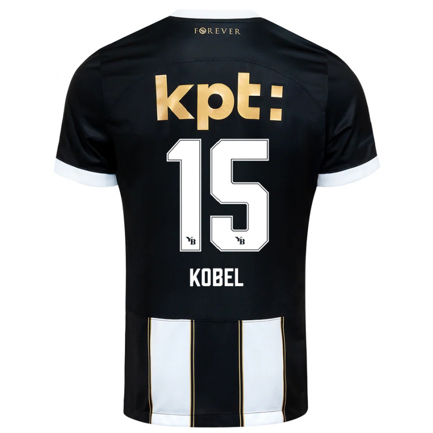 גברים כדורגל Jori Kobel #15 שחור לבן הרחק ג'רזי 2025/26