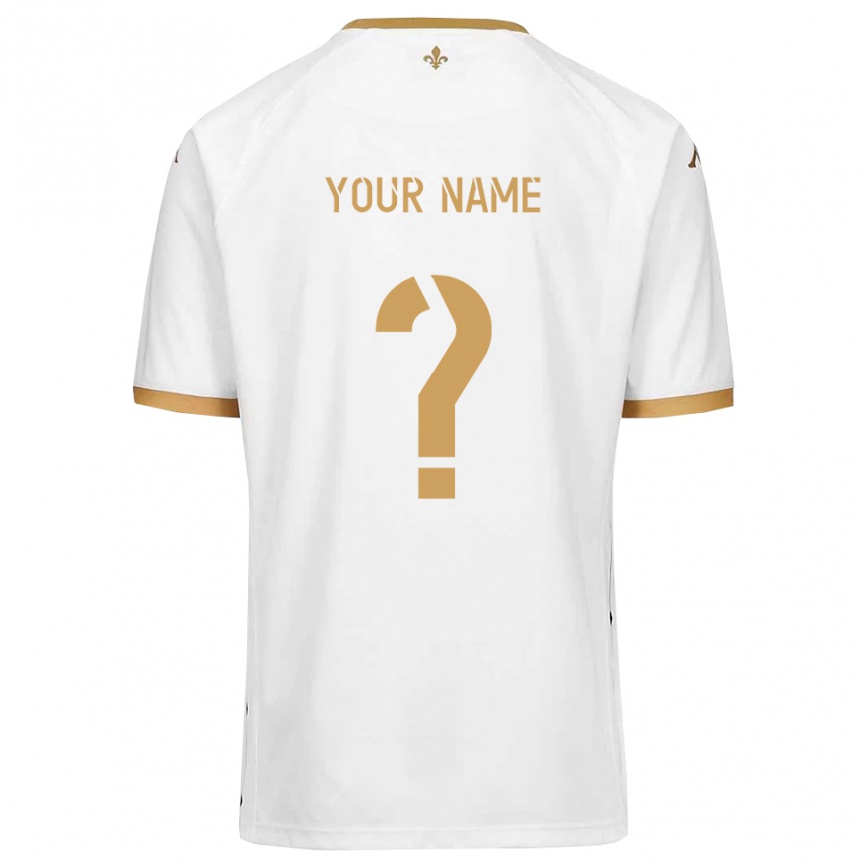 גברים כדורגל השם שלך #0 לבן זהב הרחק ג'רזי 2025/26
