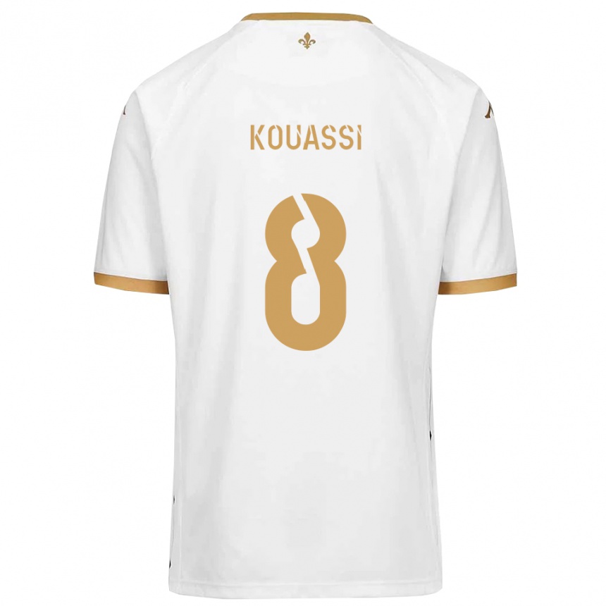 גברים כדורגל Odilon Kouassi #8 לבן זהב הרחק ג'רזי 2025/26