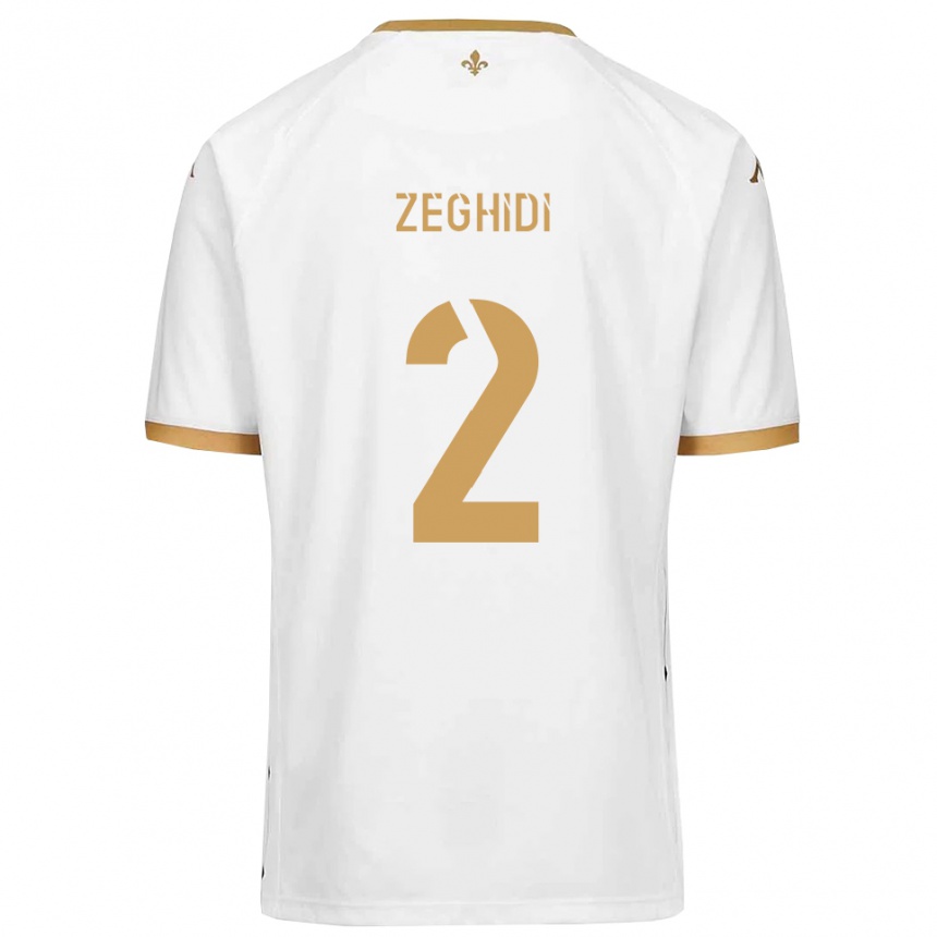 גברים כדורגל Yanis Zeghidi #2 לבן זהב הרחק ג'רזי 2025/26