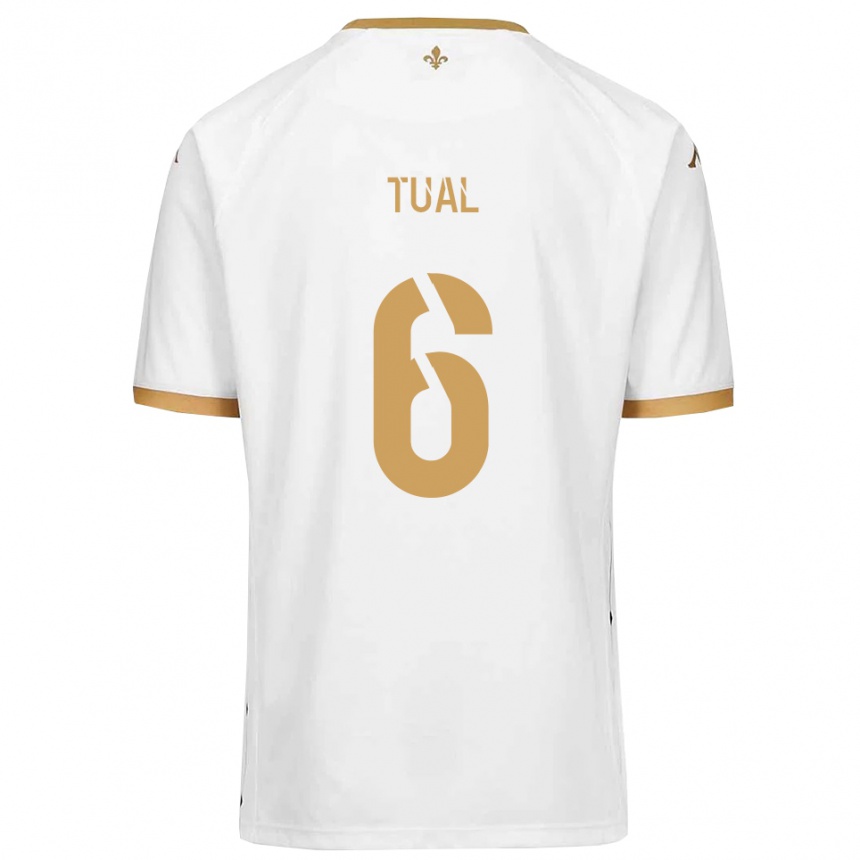 גברים כדורגל Mathys Tual #6 לבן זהב הרחק ג'רזי 2025/26