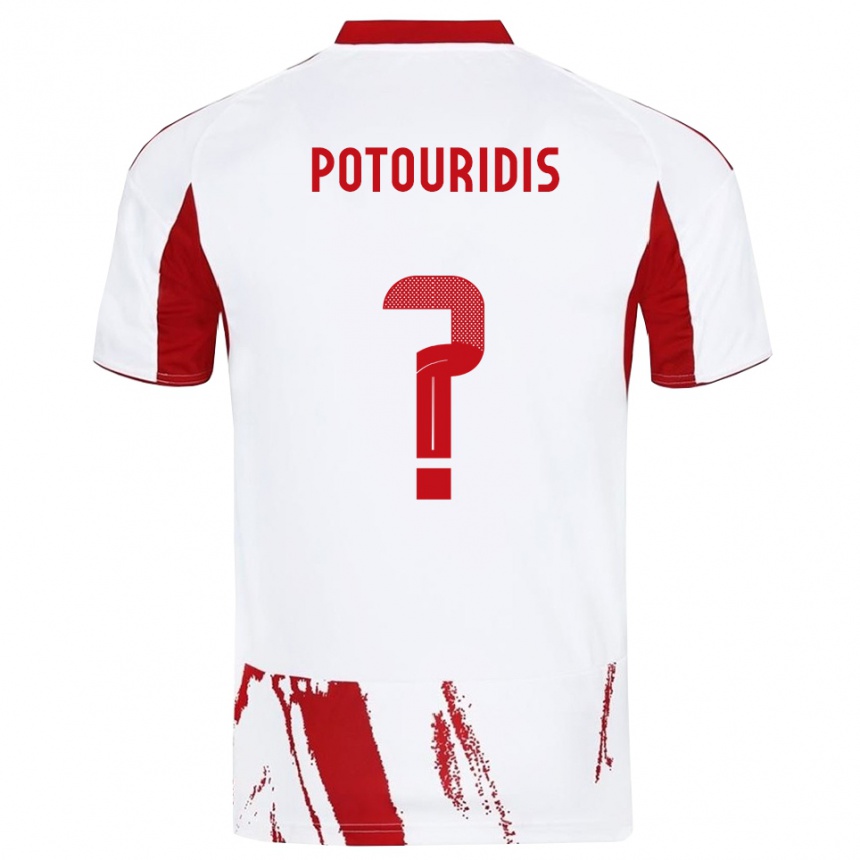 גברים כדורגל Dimitrios Potouridis #0 לבן אדום הרחק ג'רזי 2025/26