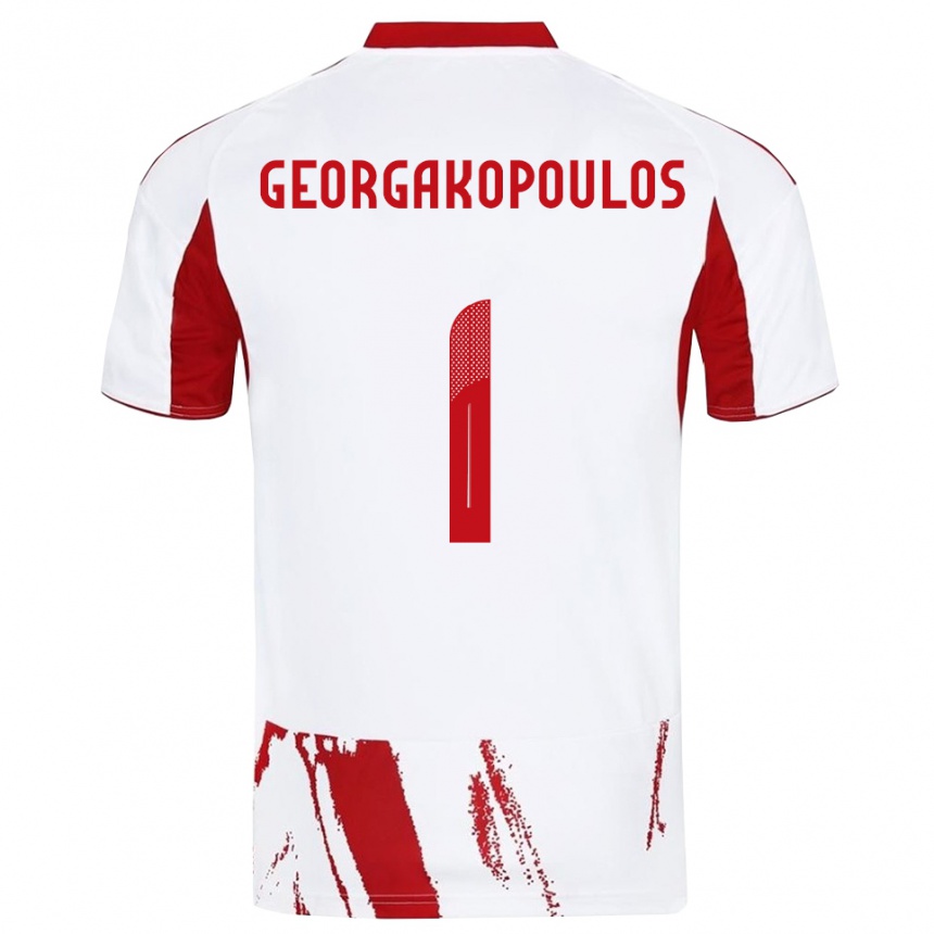 גברים כדורגל Iason Georgakopoulos #1 לבן אדום הרחק ג'רזי 2025/26