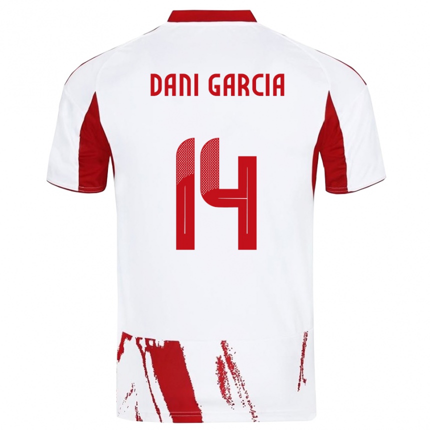 גברים כדורגל דני גרסיה #14 לבן אדום הרחק ג'רזי 2025/26