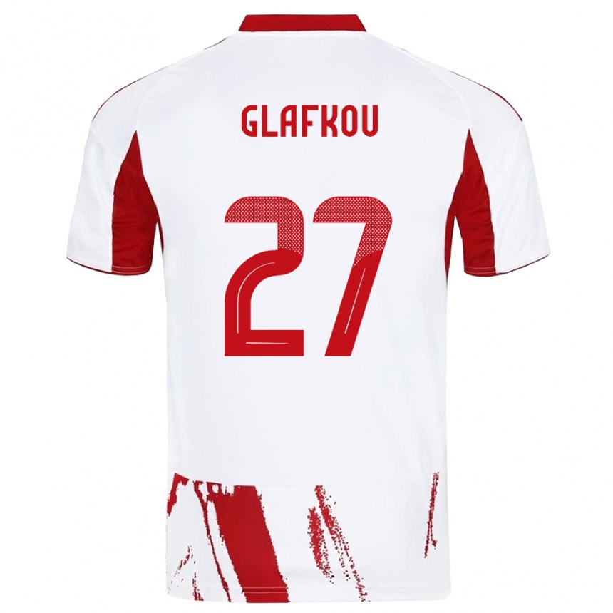 גברים כדורגל Anastasis Glafkou #27 לבן אדום הרחק ג'רזי 2025/26