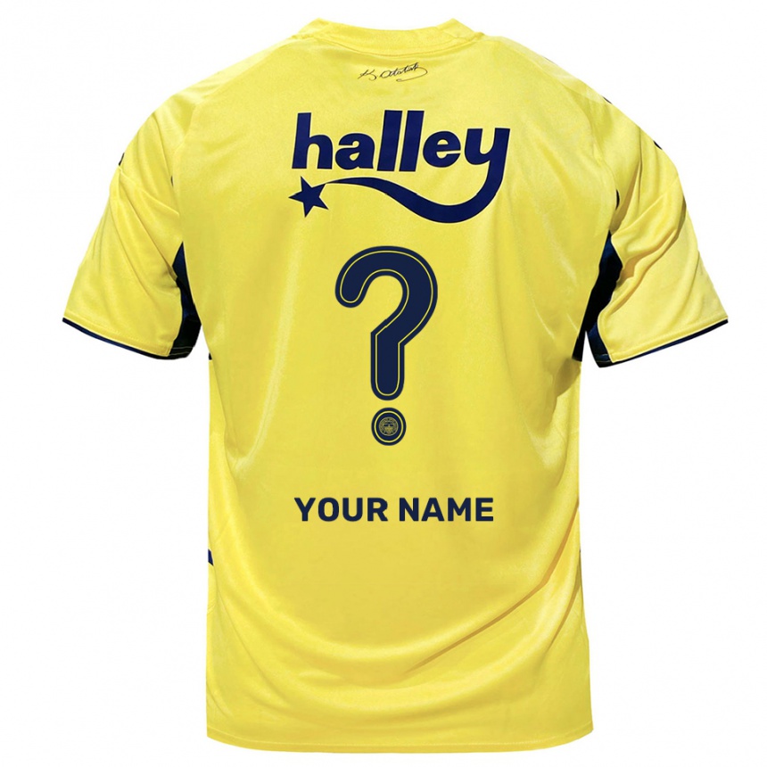 גברים כדורגל השם שלך #0 צהוב כחול נייבי הרחק ג'רזי 2025/26