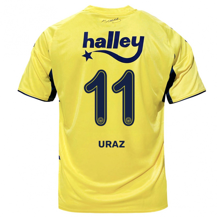 גברים כדורגל Yağmur Uraz #11 צהוב כחול נייבי הרחק ג'רזי 2025/26