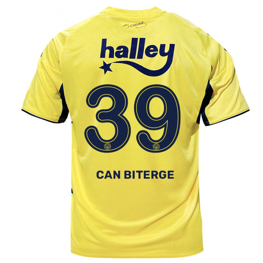גברים כדורגל Engin Can Biterge #39 צהוב כחול נייבי הרחק ג'רזי 2025/26