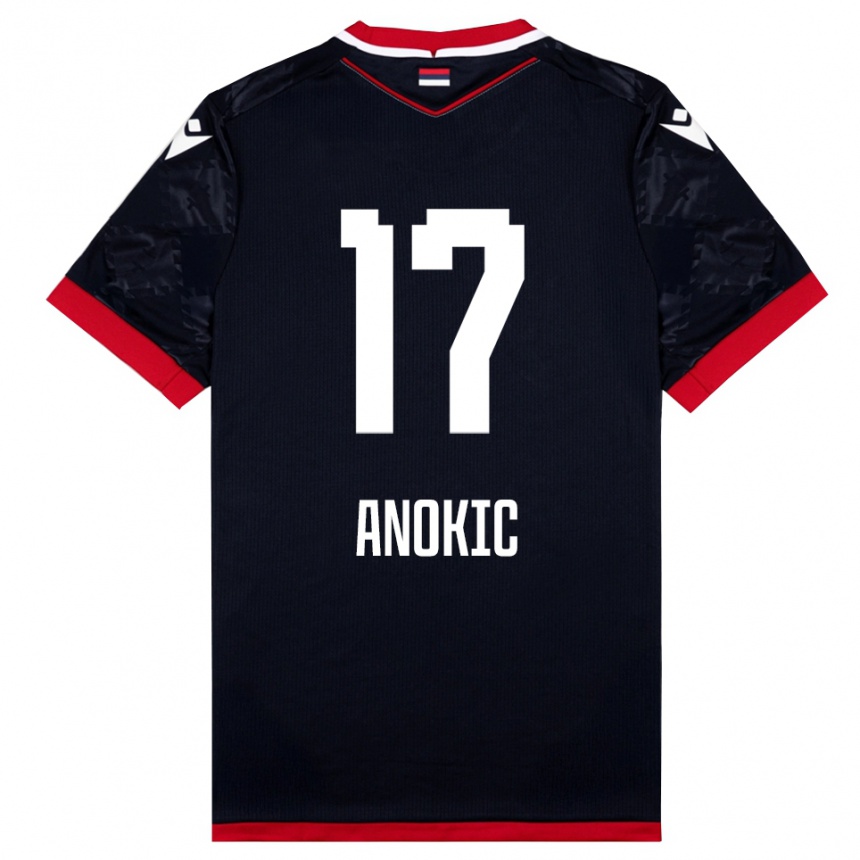 גברים כדורגל Dragan Anokic #17 שחור אדום הרחק ג'רזי 2025/26