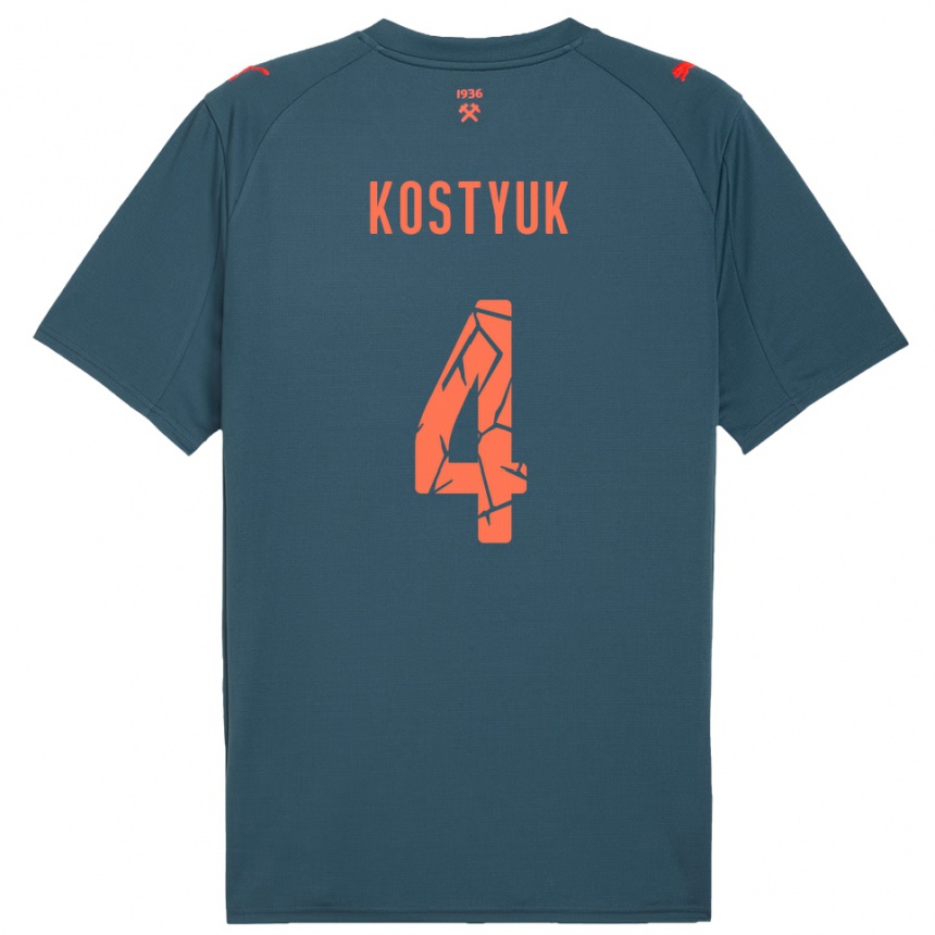 גברים כדורגל Yegor Kostyuk #4 כחול נייבי אדום הרחק ג'רזי 2025/26