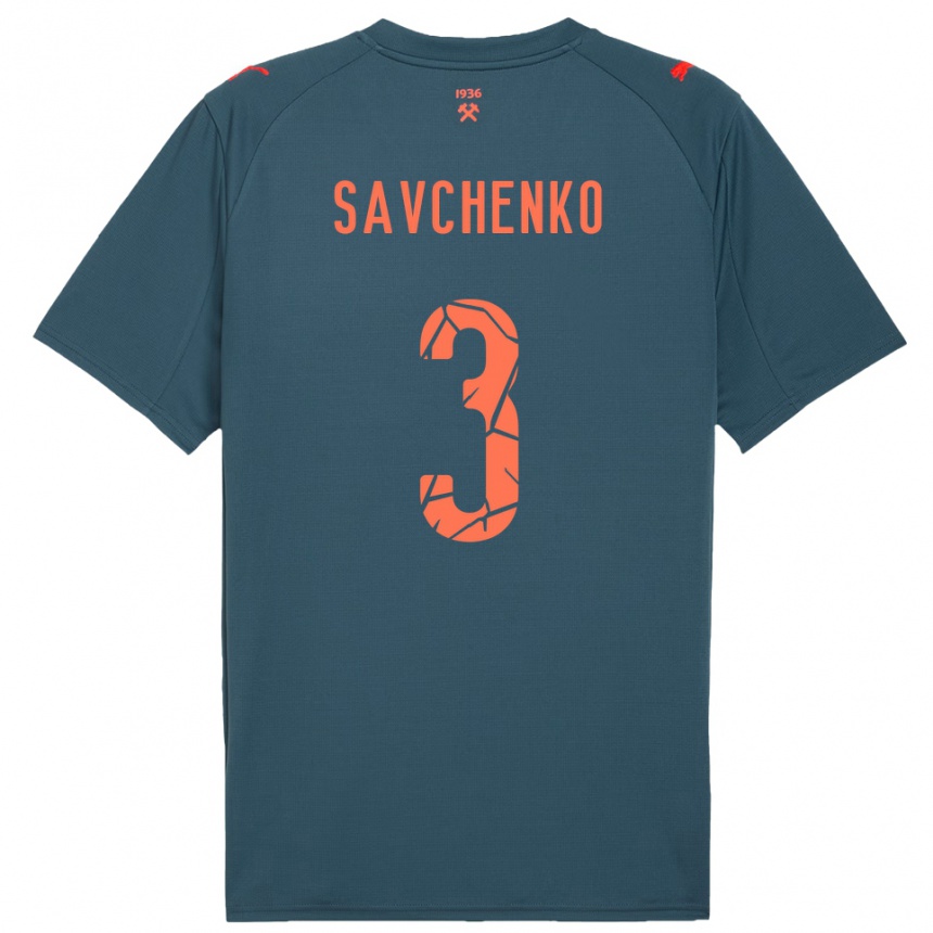 גברים כדורגל Roman Savchenko #3 כחול נייבי אדום הרחק ג'רזי 2025/26