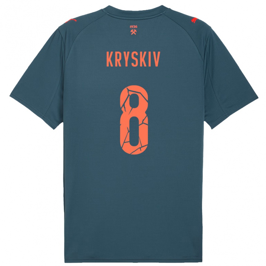 גברים כדורגל דמיטרו קריסקיב #8 כחול נייבי אדום הרחק ג'רזי 2025/26