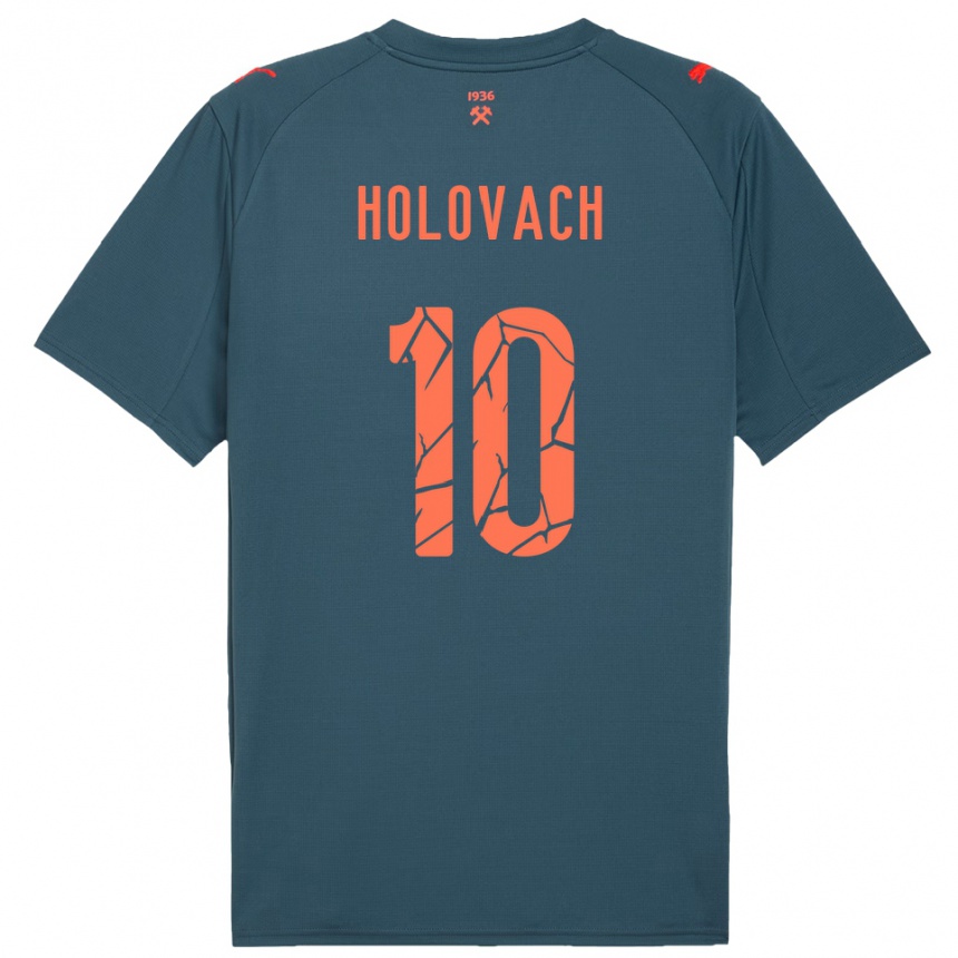 גברים כדורגל Viktoriia Holovach #10 כחול נייבי אדום הרחק ג'רזי 2025/26