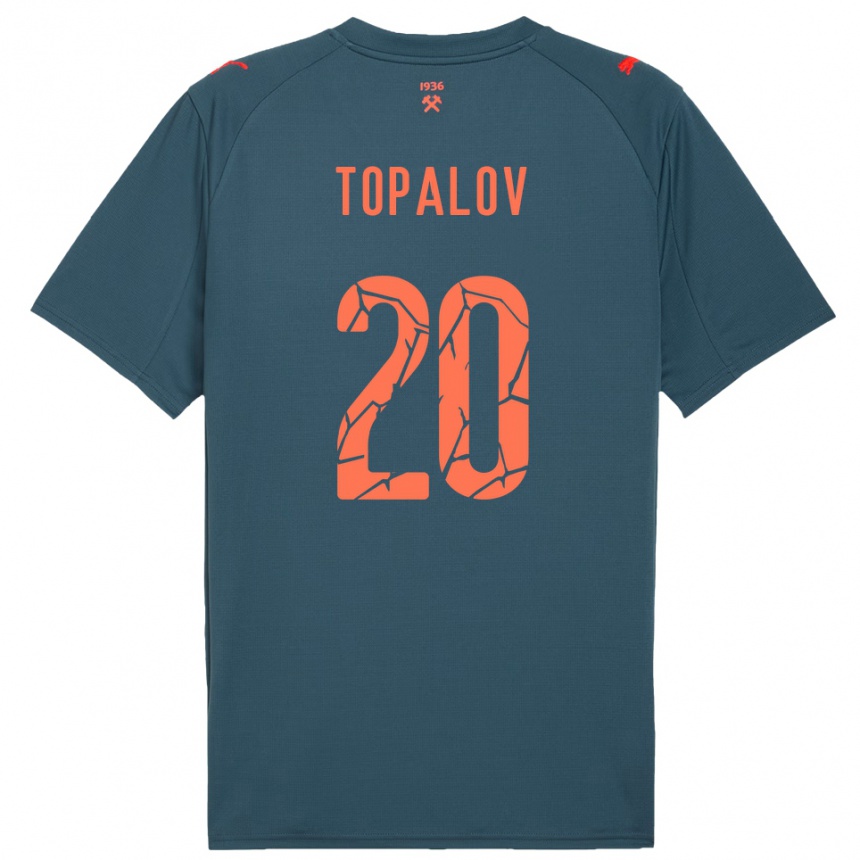 גברים כדורגל דמיטרו טופאלוב #20 כחול נייבי אדום הרחק ג'רזי 2025/26