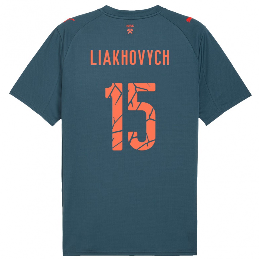 גברים כדורגל Anastasiia Liakhovych #15 כחול נייבי אדום הרחק ג'רזי 2025/26