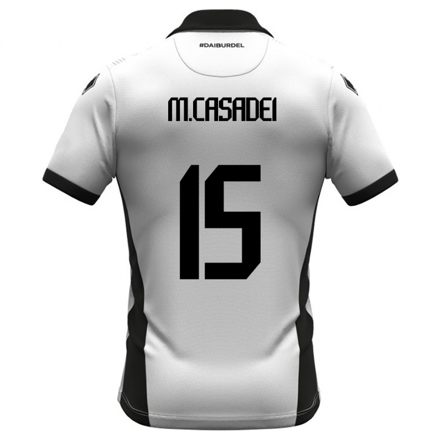 נשים כדורגל Matteo Casadei #15 לבן שחור כתום ג'רזי ביתית 2025/26