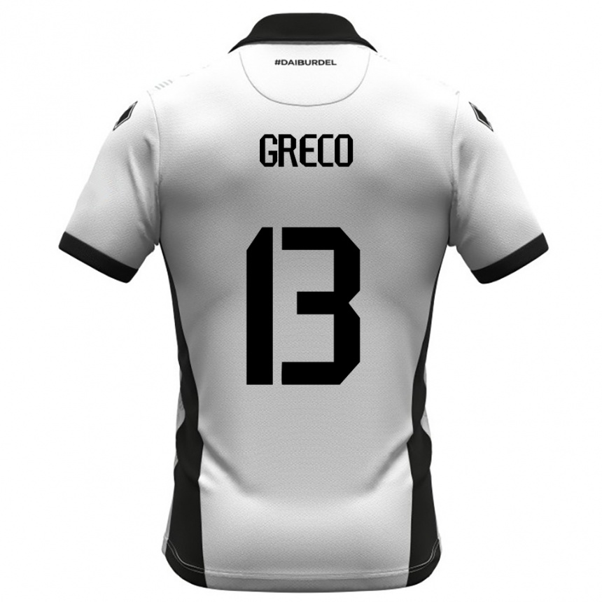 נשים כדורגל Nicolò Greco #13 לבן שחור כתום ג'רזי ביתית 2025/26