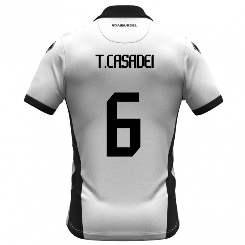 נשים כדורגל Tommaso Casadei #6 לבן שחור כתום ג'רזי ביתית 2025/26