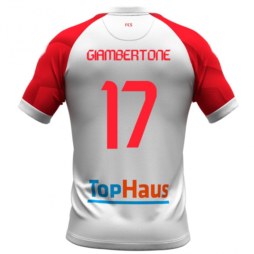 נשים כדורגל פאביו גיאמברטון #17 לבן אדום ג'רזי ביתית 2025/26