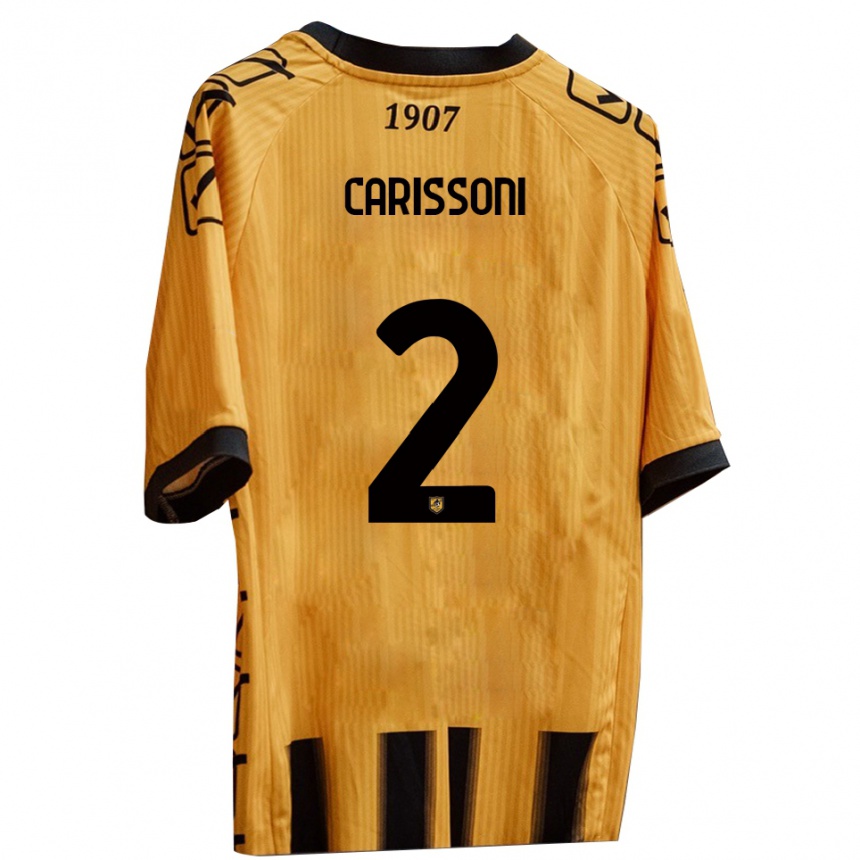 נשים כדורגל Lorenzo Carissoni #2 צהוב שחור ג'רזי ביתית 2025/26