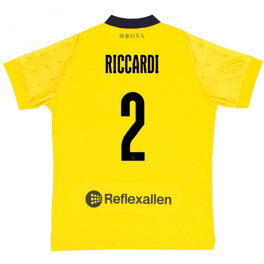 נשים כדורגל Marcello Riccardi #2 צהוב כחול נייבי ג'רזי ביתית 2025/26