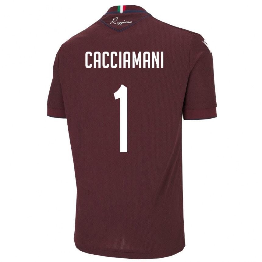 נשים כדורגל Niccolò Cacciamani #1 בורגונדי לבן ג'רזי ביתית 2025/26